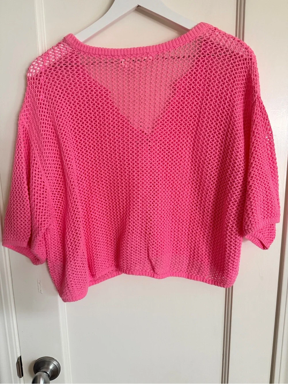 L*Space “Coast is Clear” Knit Mesh Coverup Top Pink M